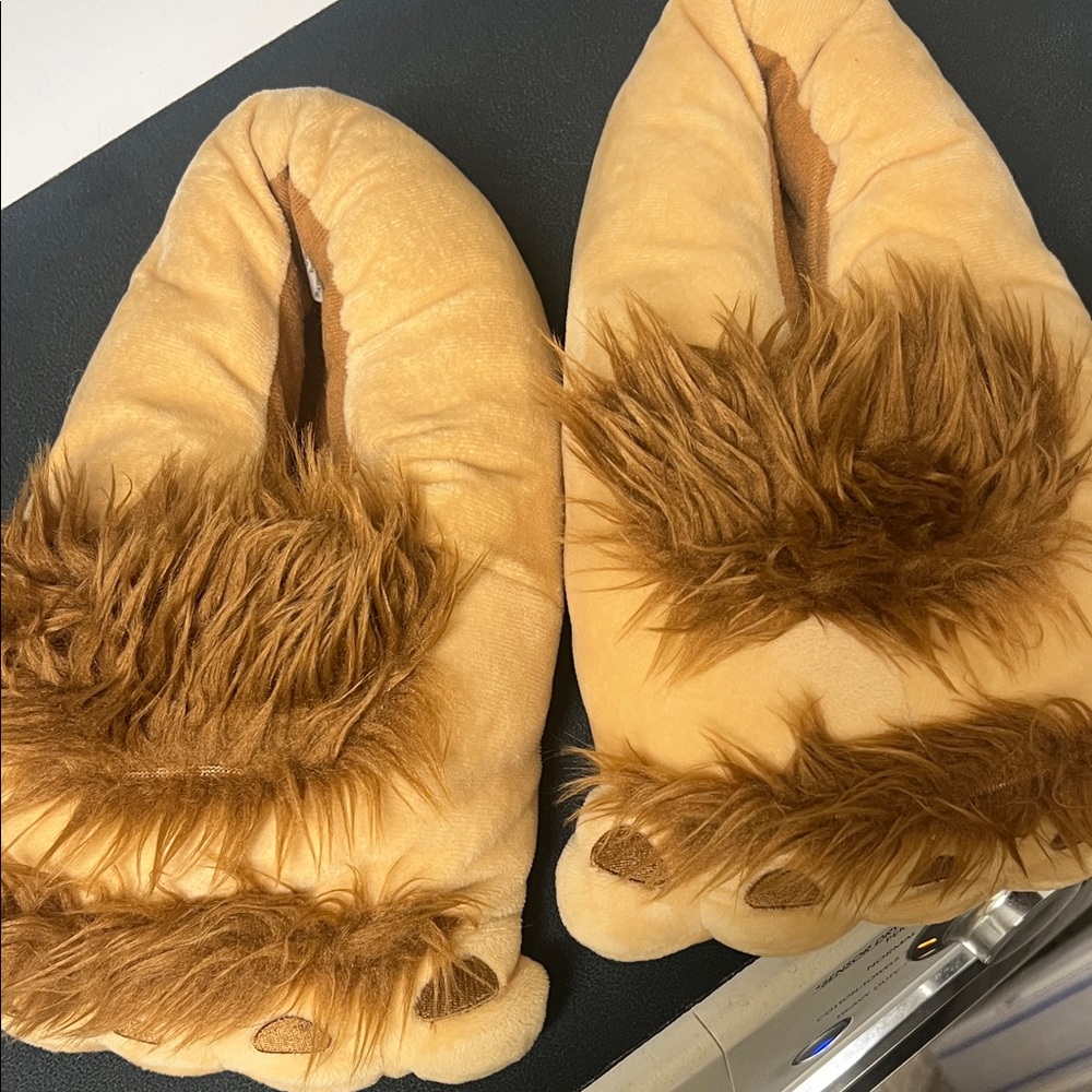 Cozy Tan and Brown Furry Slippers